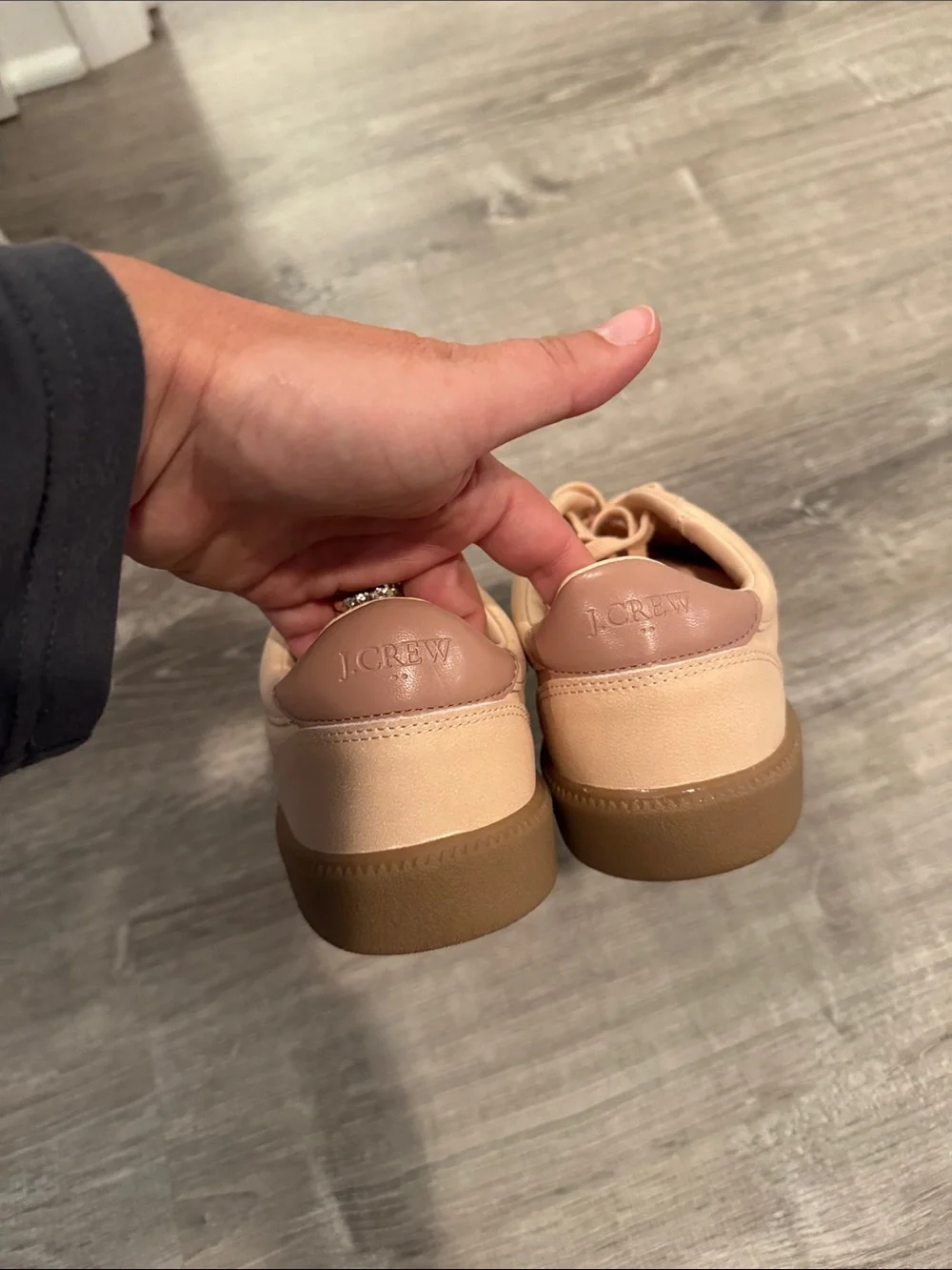 J. Crew Blush  Leather Lace-Up Sneakers